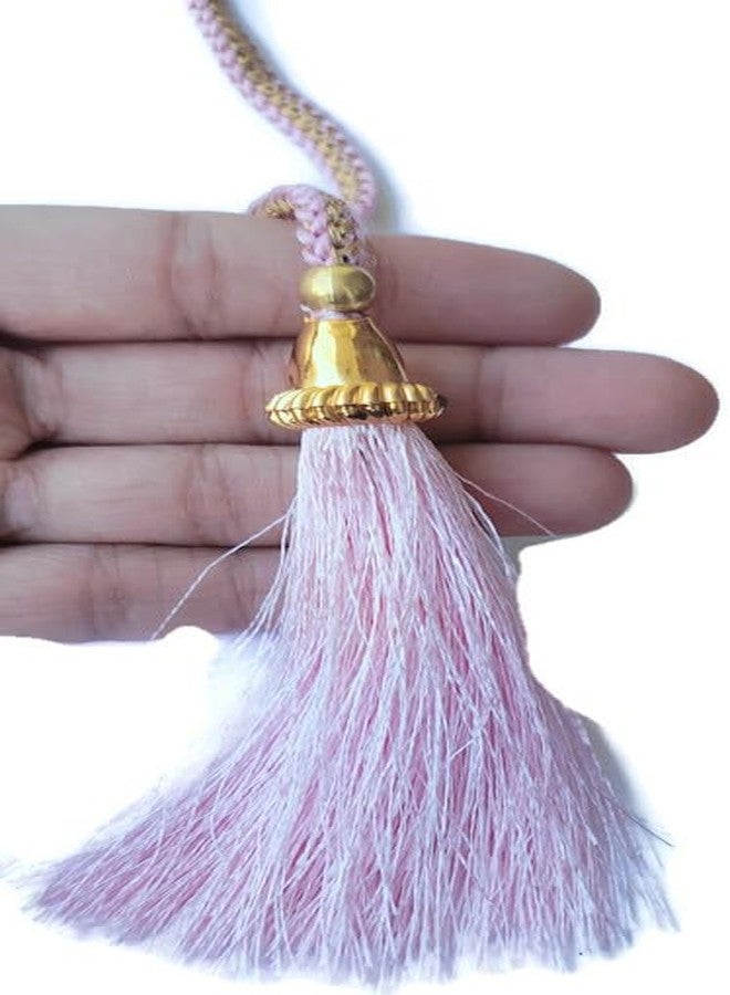 DaSync SYNC Pink Long dori Tassels Latkan for Lehenga Hanging Beads for Blouses Golden dori Dupatta lace and Border Materials chunni Choli Tailoring Dresses Sarees Gowns Curtains Suits Decoration Pack of 2 - Image 2